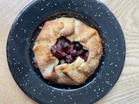 Serviceberry galette golden brown gluten free crust