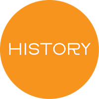 an orange circle with the word history on it