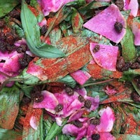 Ramp kimchi with watermelon radish and mulberries